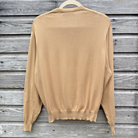 Vintage Brooks Brothers Golf V-Neck Sweater Men L Gold Preppy Academia Heritage - Picture 9 of 10
